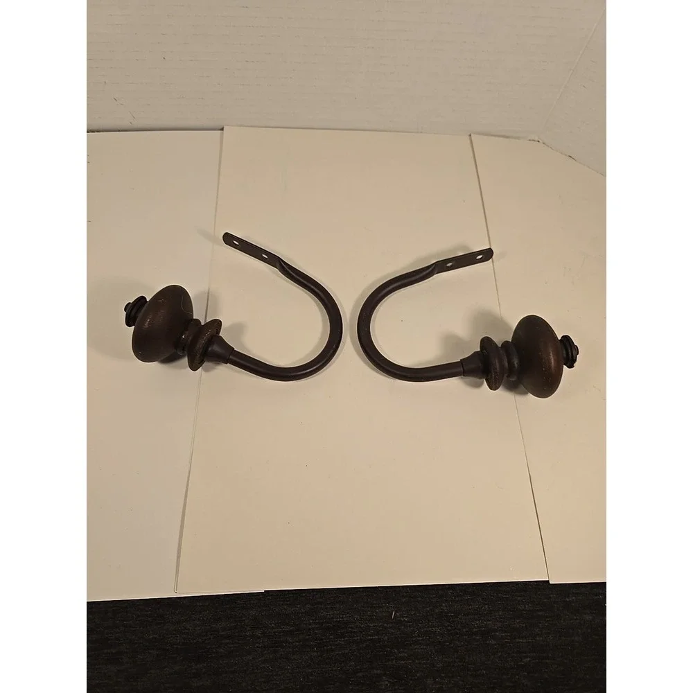 Drapery Holder Decorative Curtain‎ Holdbacks Set of 2 Brown With Hardware